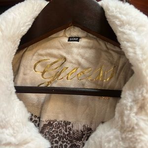 Guess Women’s Ivory Faux Leather Moto Jacket Small NWOT